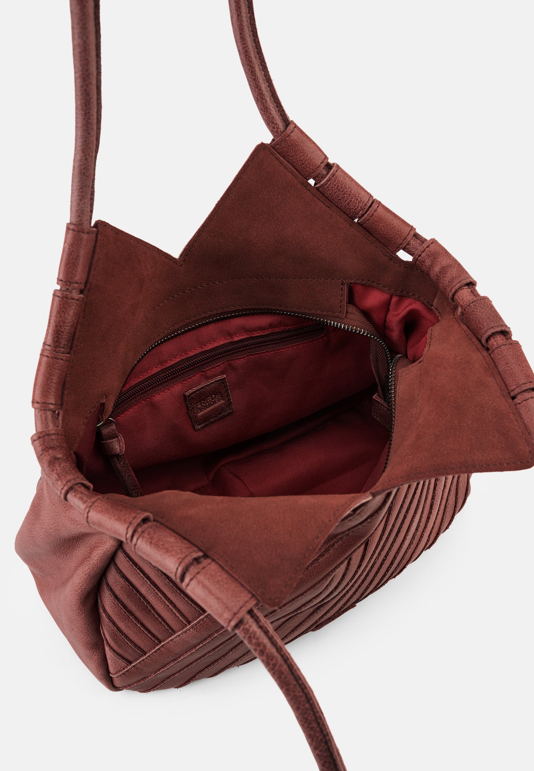 FREDsBRUDER Criss-Cross Hobo Tasche schwarz genarbtes Leder