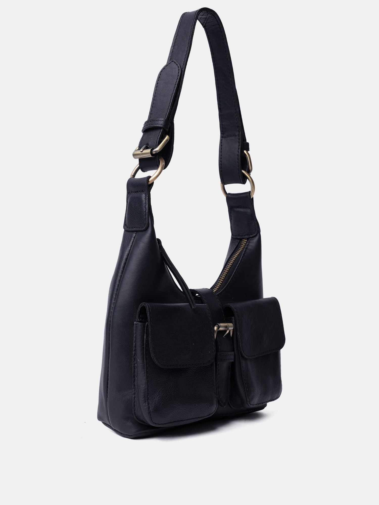 RE:DESIGNED Solvej Small Schultertasche Schwarz Leder