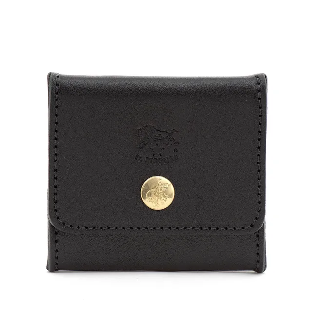 Il Bisonte Münzbeutel Portemonnaie schwarz Vollleder