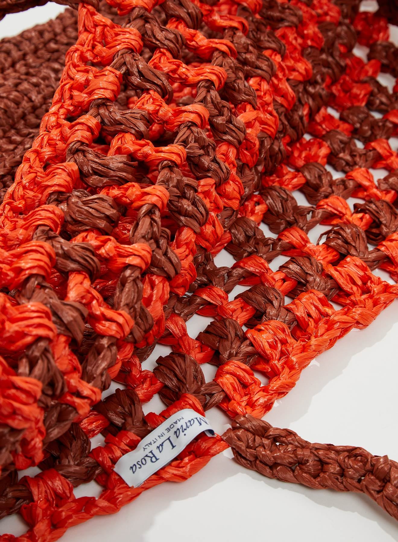 Maria la Rosa Overthing Tasche Orange 60 cm Raffia