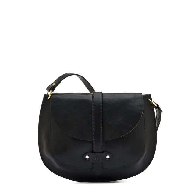 Il Bisonte Archivio Saddle Schultertasche Schwarz Leder