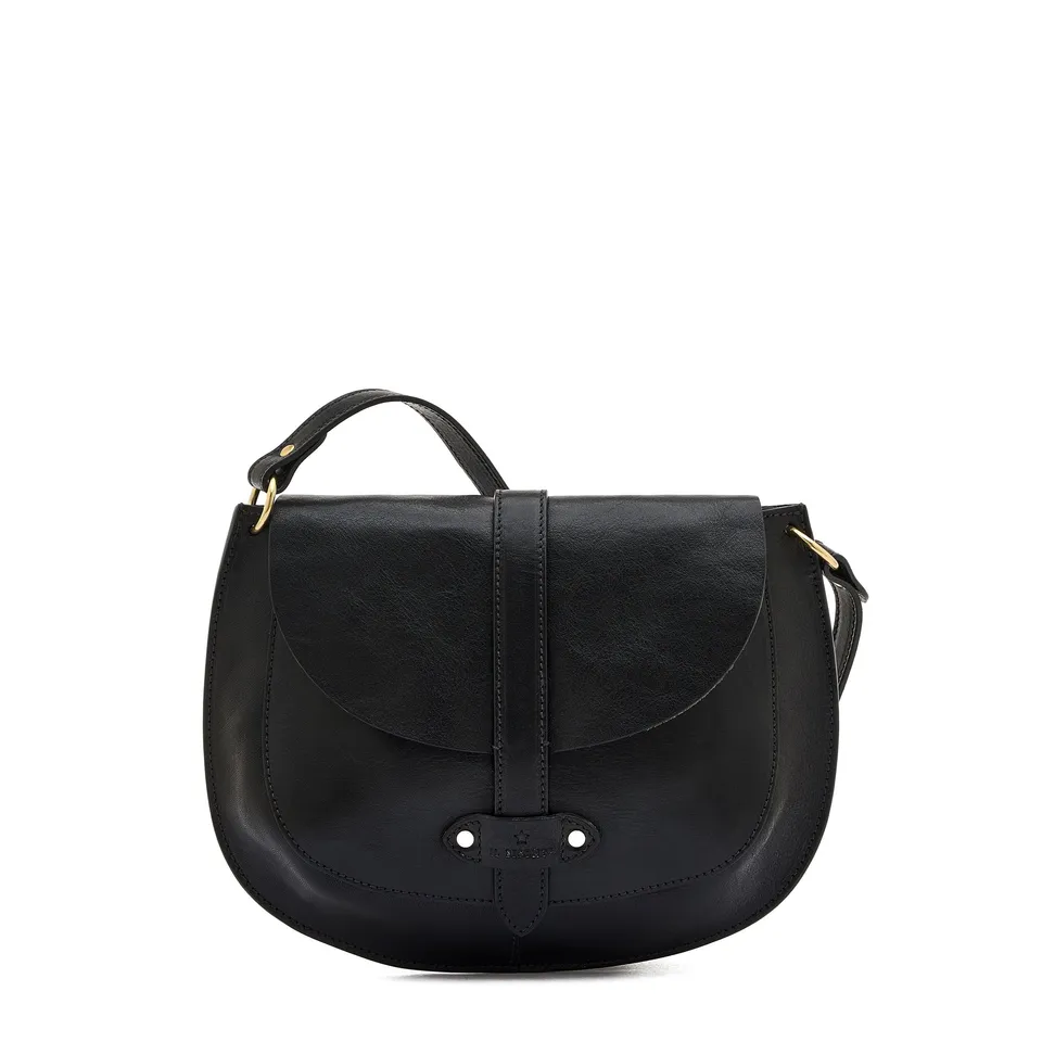 Il Bisonte Archivio Saddle Schultertasche Schwarz Leder