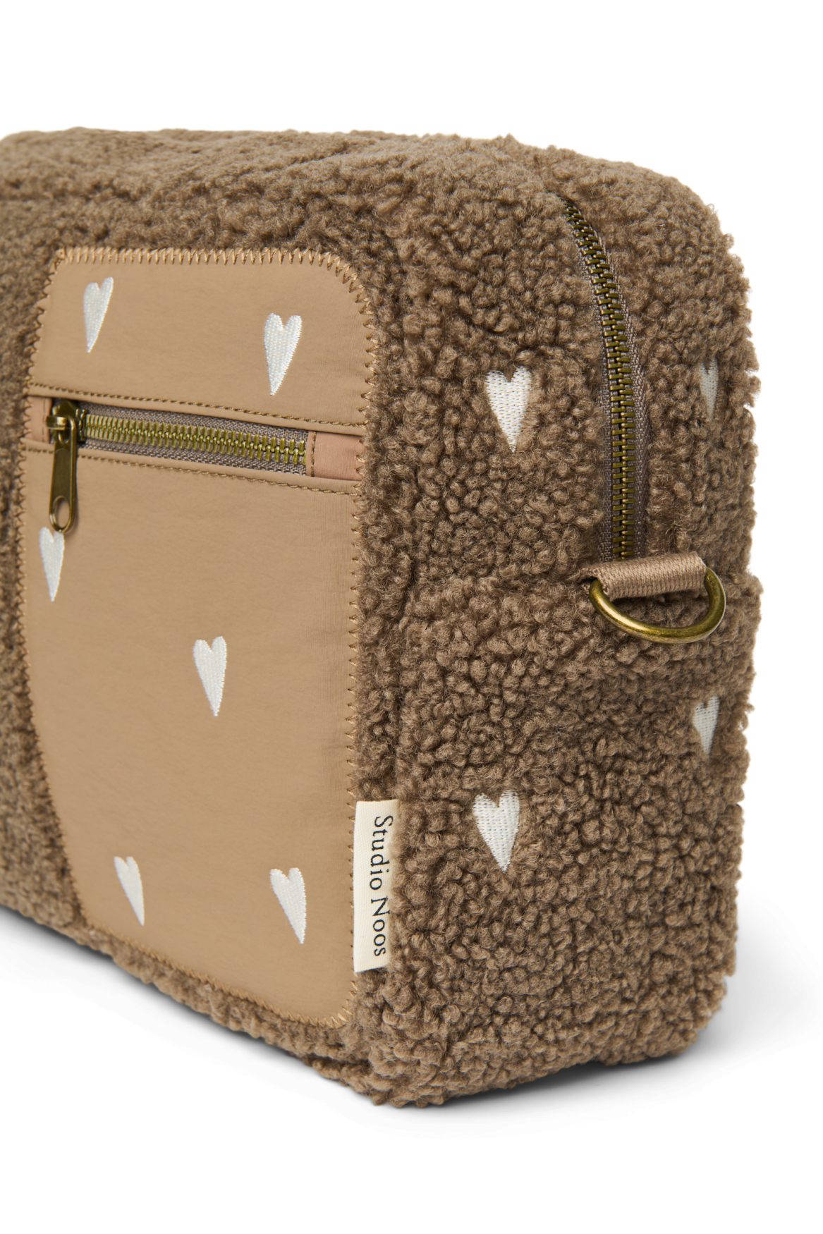 Studio Noos Teddy Stroller Organizer Kinderwagentasche Brown Hearts