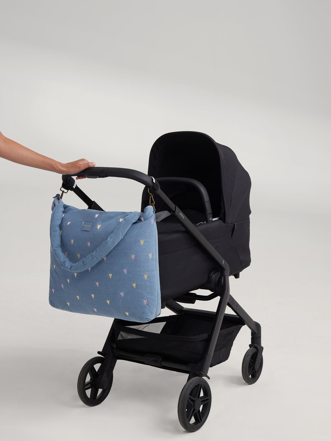 Studio Noos Denim Wickeltasche Light Blue Hearts Denim