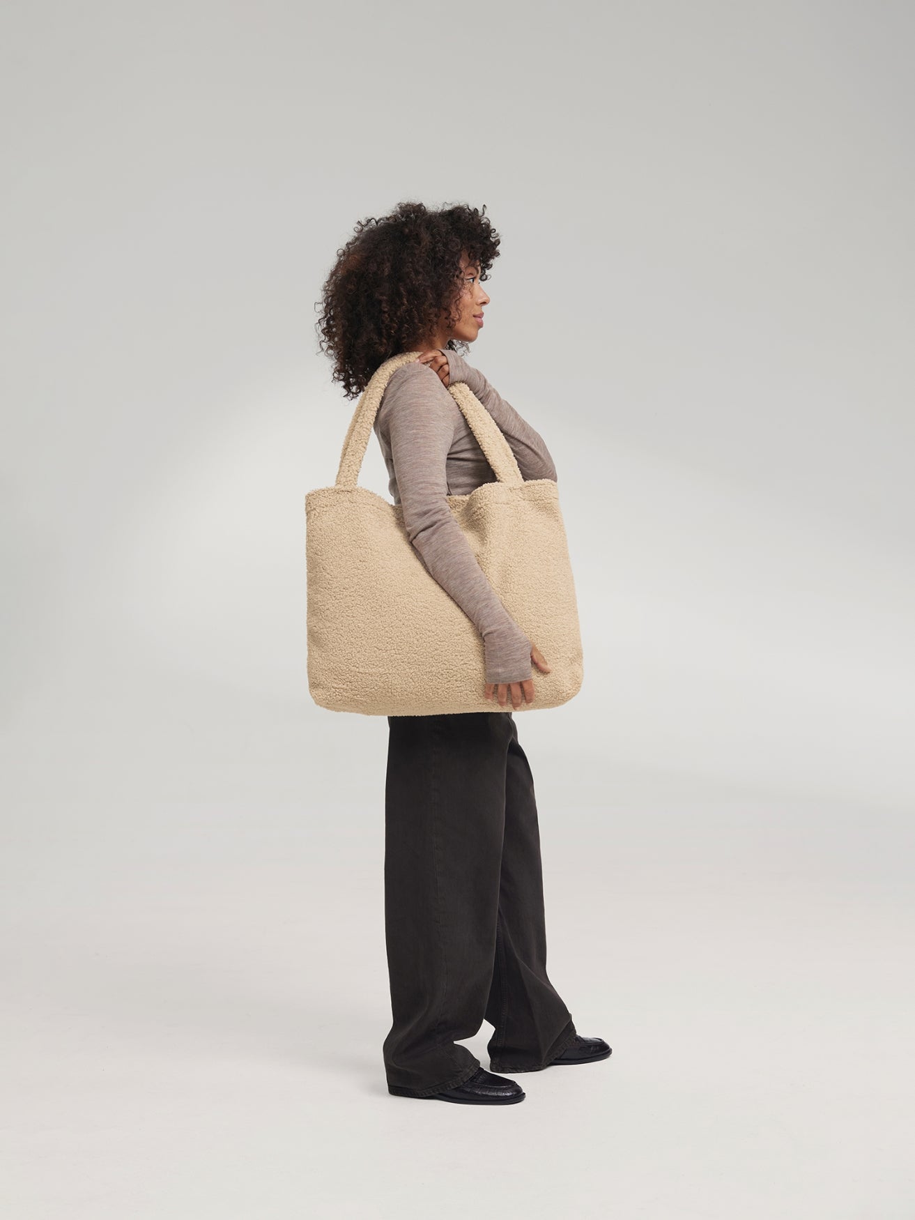 Studio Noos Teddy Mom Bag Shopper Ecru Plüsch