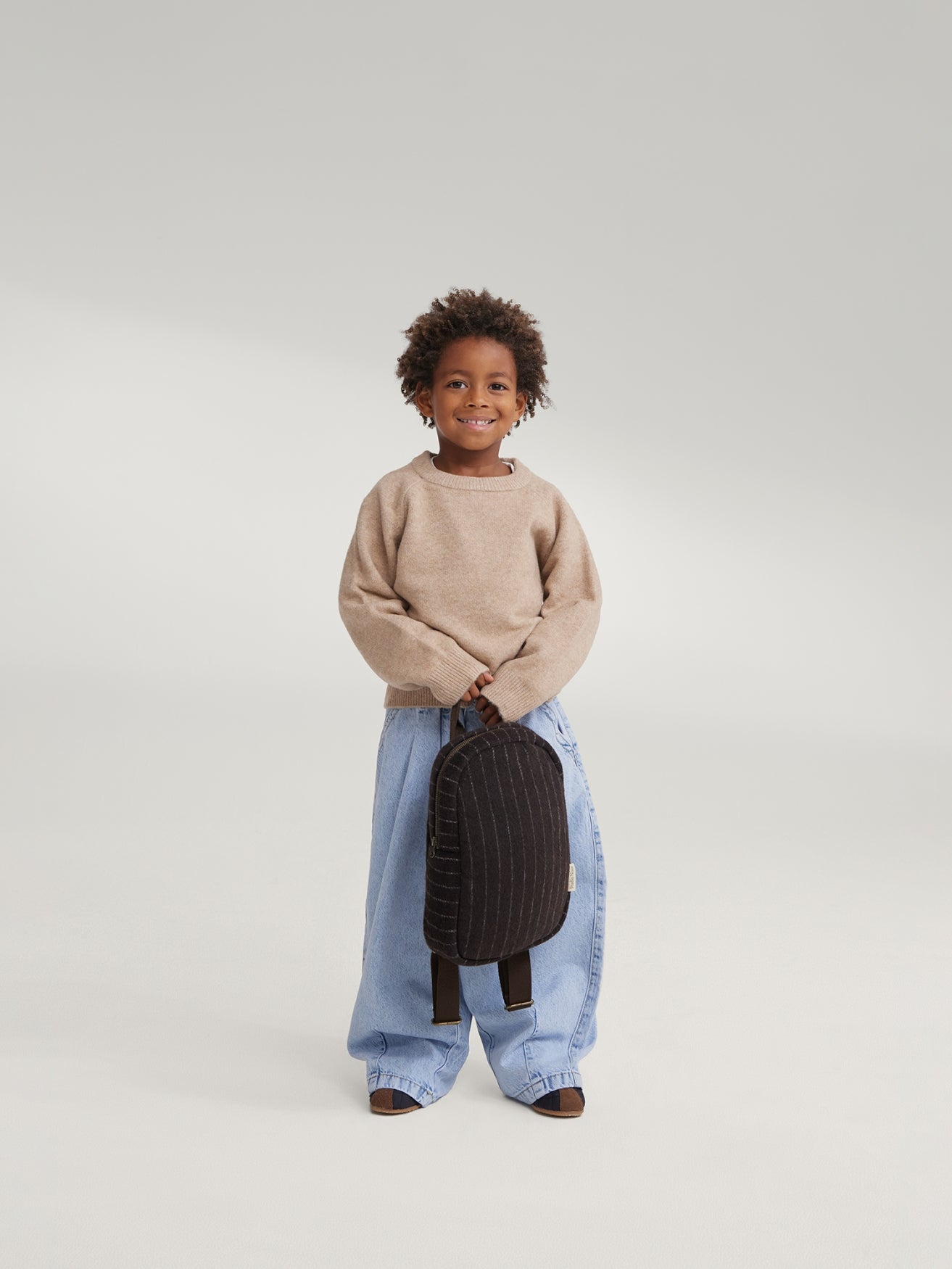 Studio Noos Flannel Chalkstripe Mini Rucksack Braun Nadelstreif