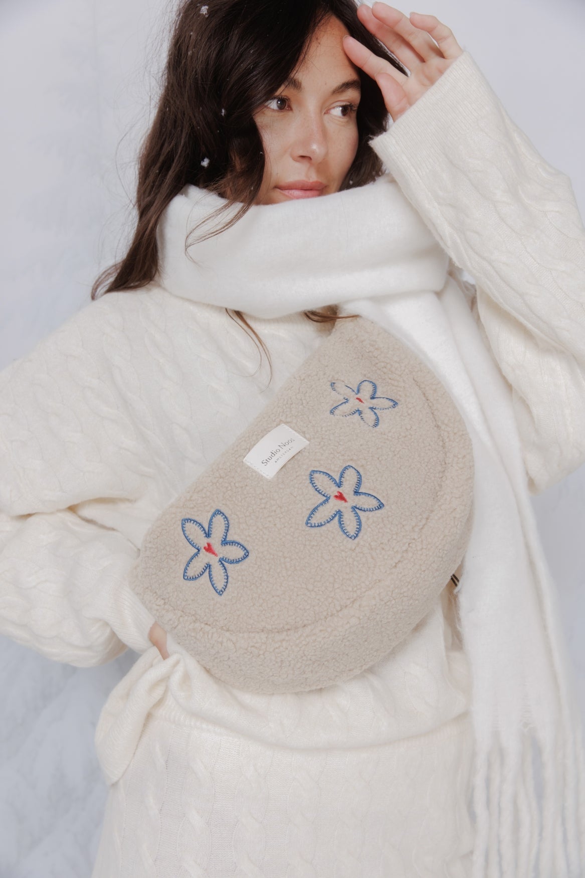 Studio Noos Teddy Bauchtasche Ecru Flower Heart