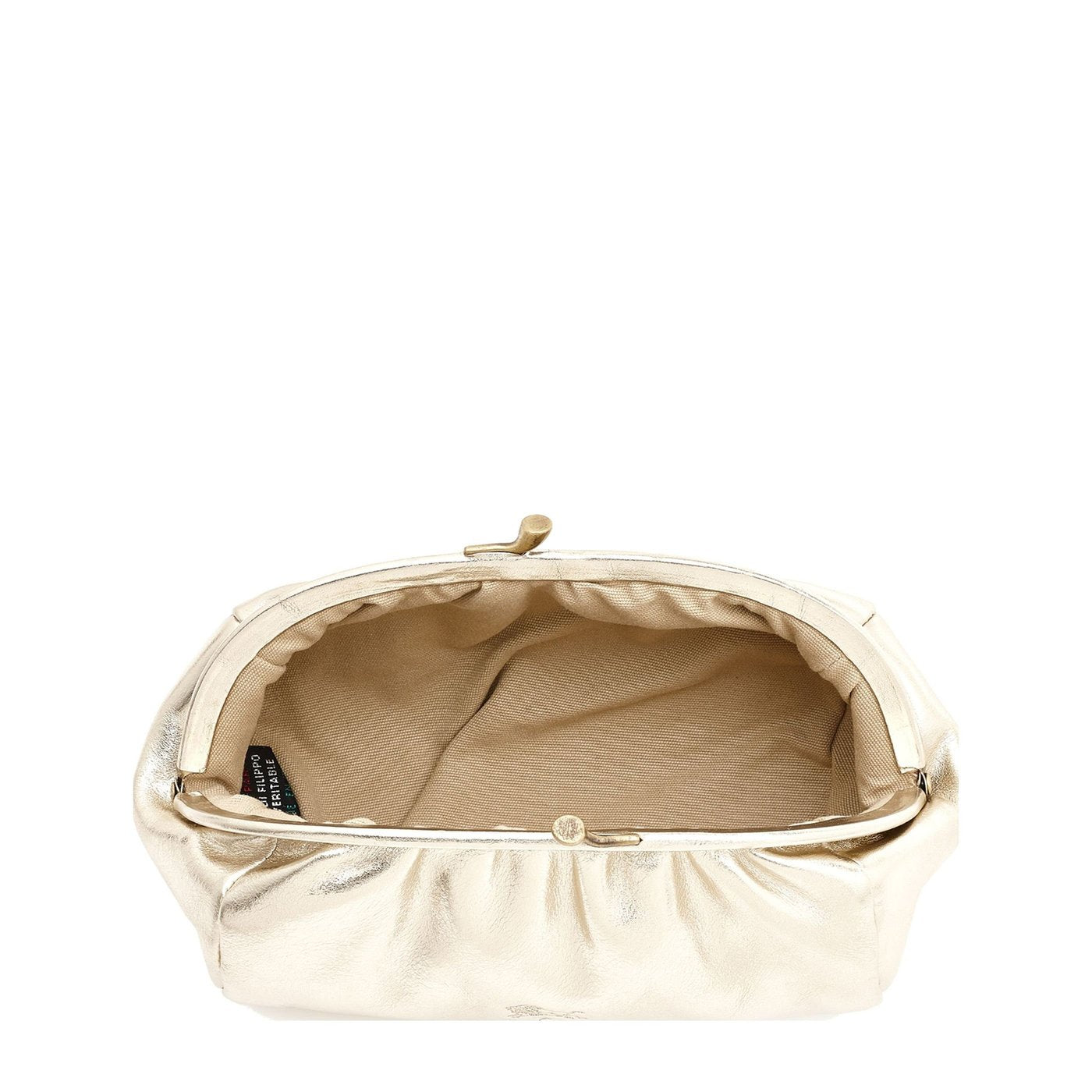Il Bisonte Beauty Case Platin Metallic-Leder