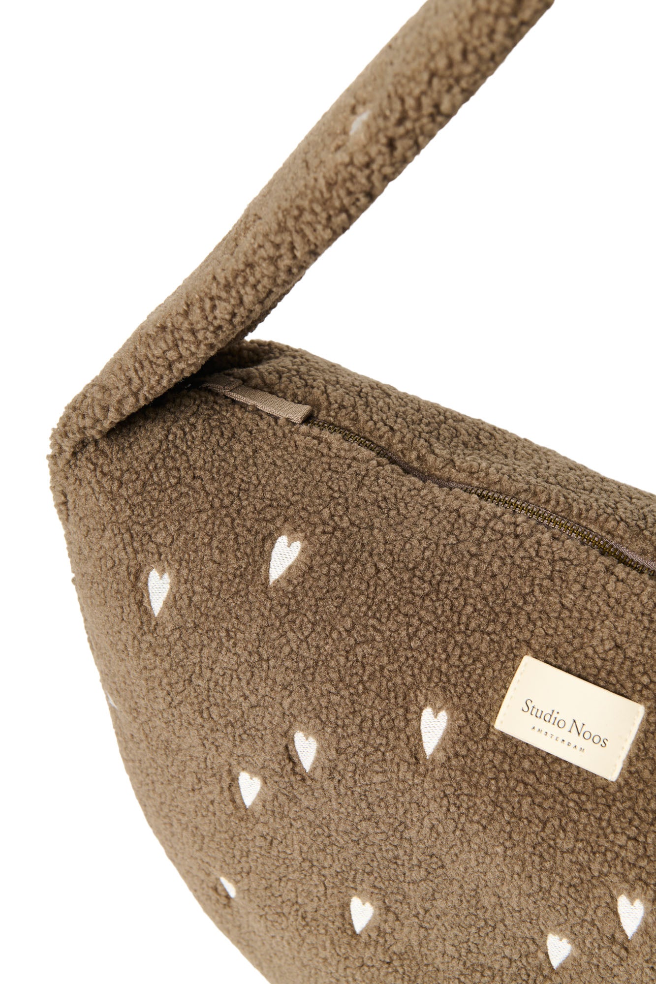 Studio Noos Teddy Cross Body Umhängetasche Brown Hearts Plüsch
