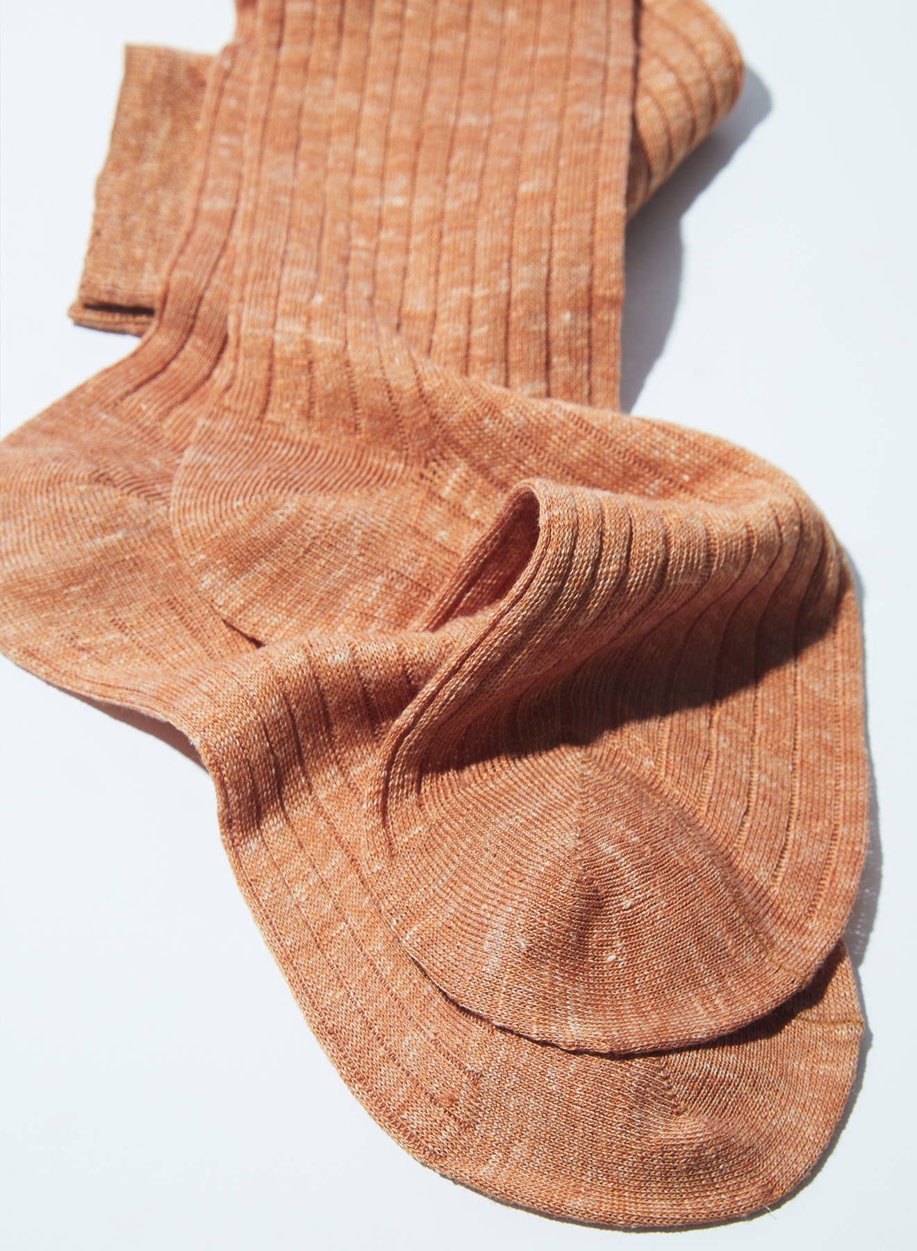 Maria la Rosa Leinensocken Rust Grobstrick
