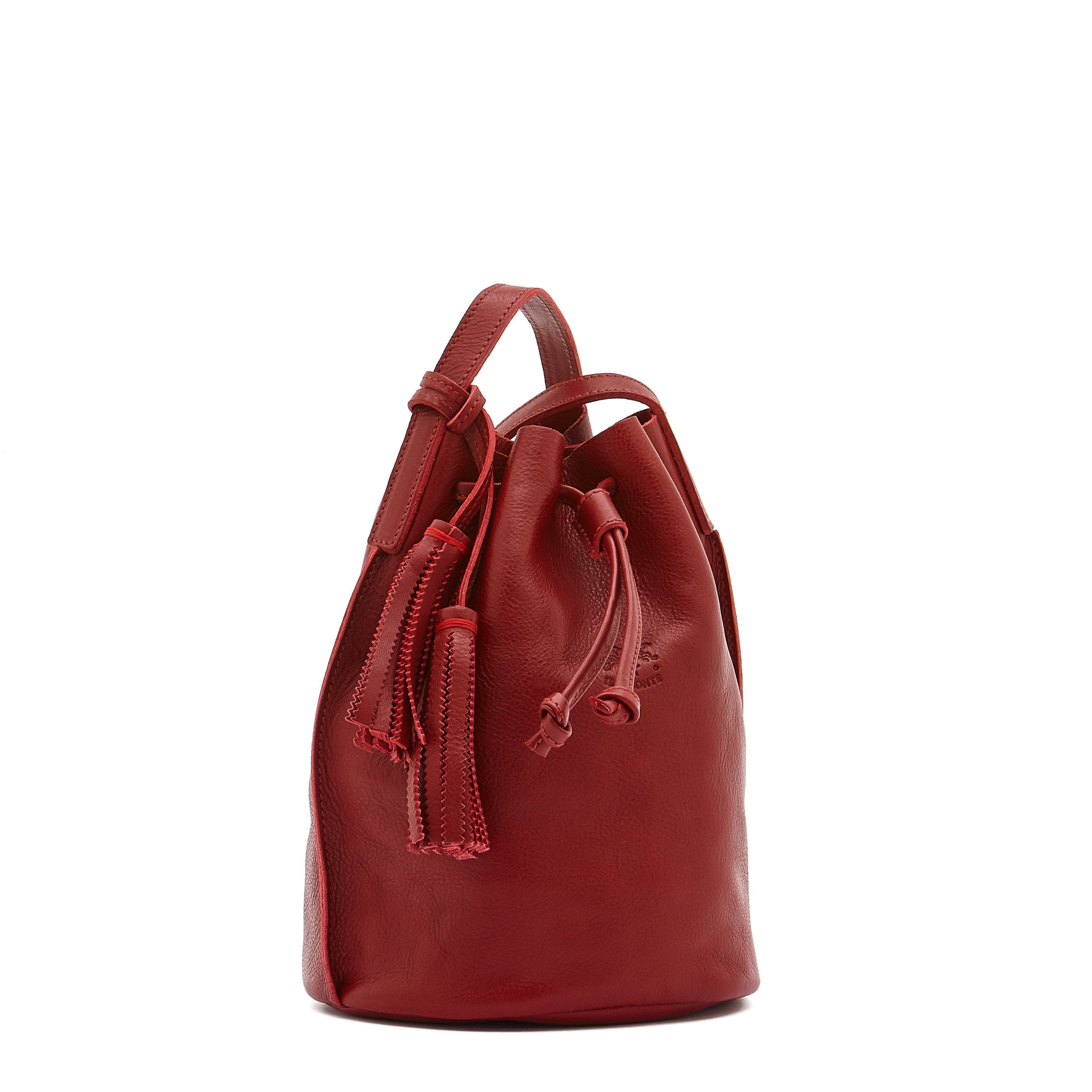 Il Bisonte Silvia Beuteltasche Vollleder Rot Kordelzug