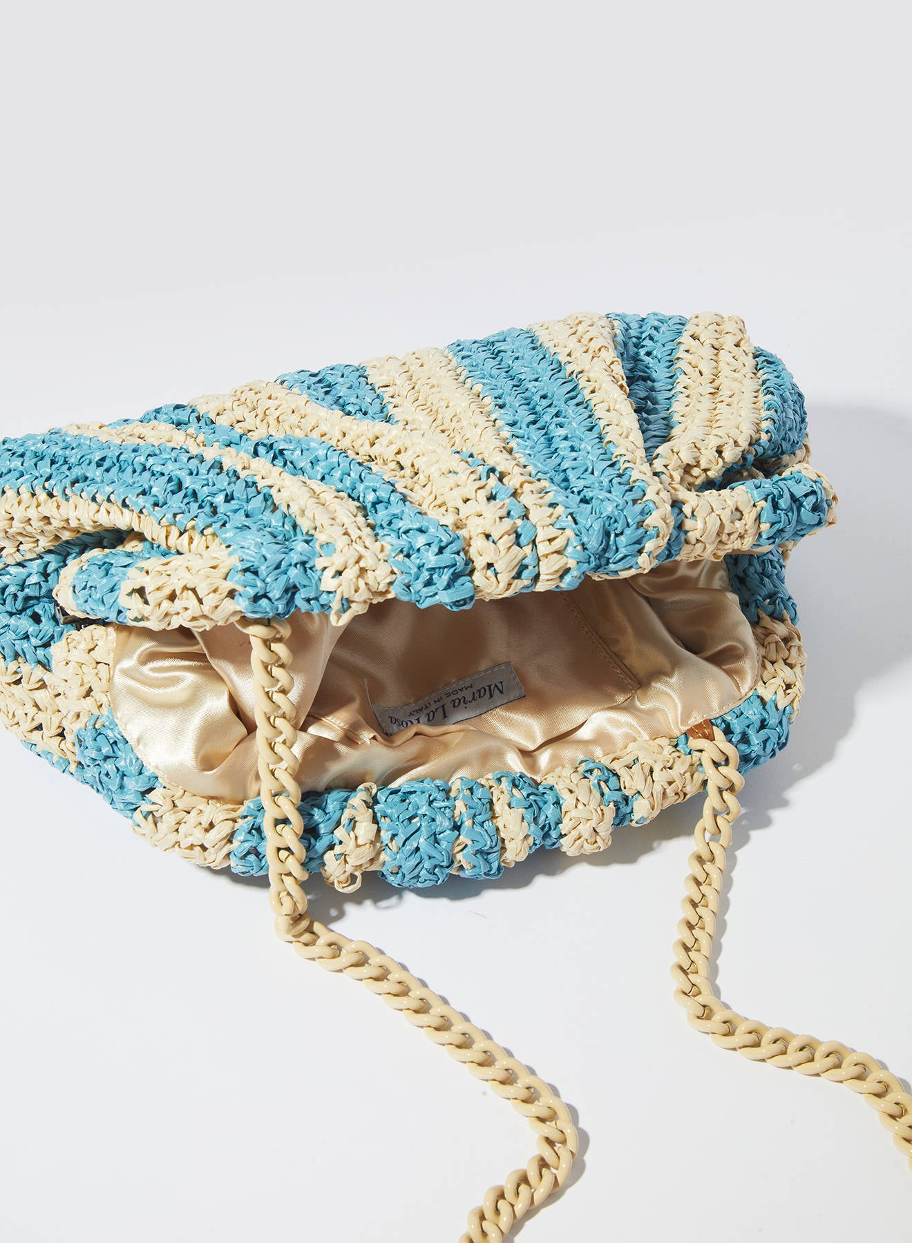 Maria la Rosa Game Crochet Clutch Schwarz Rafia