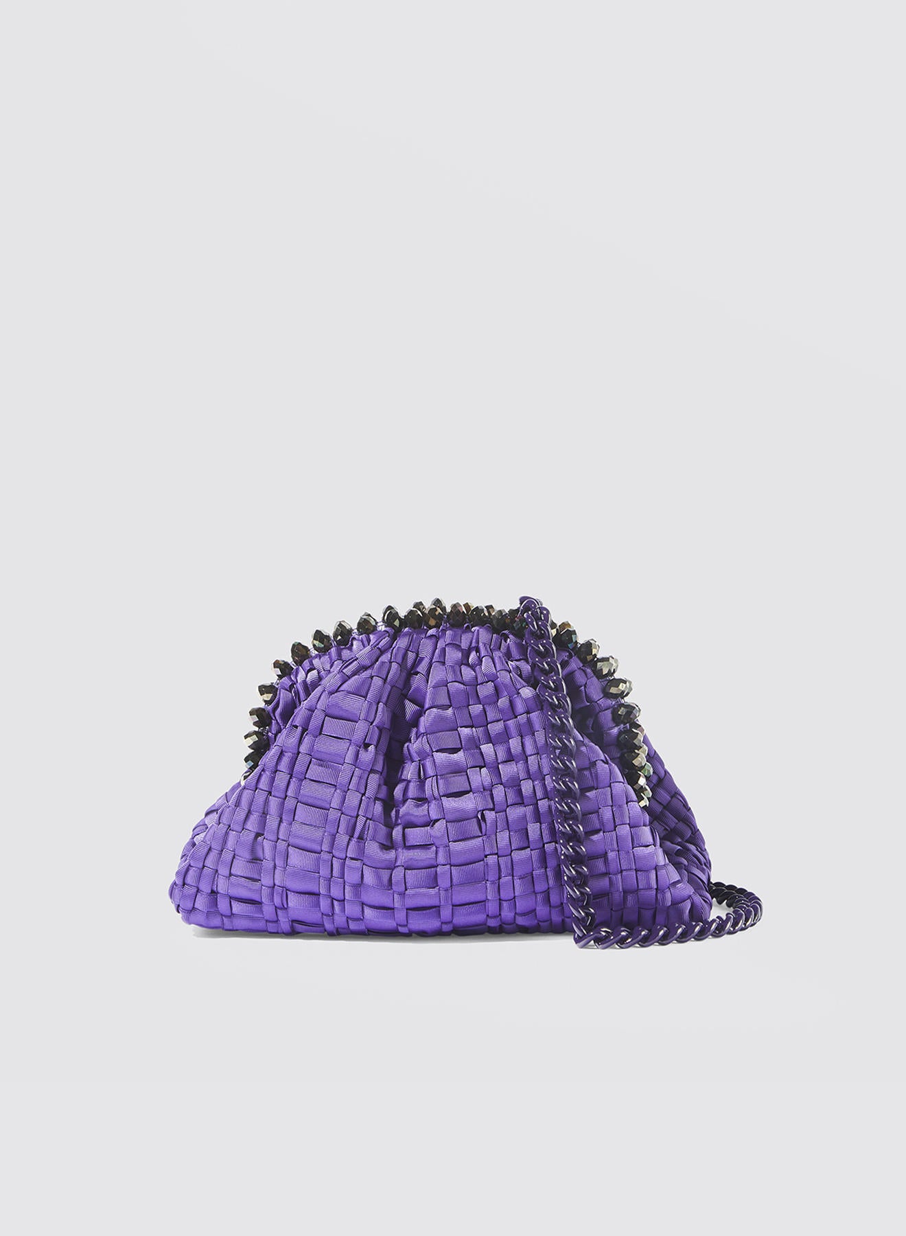 Maria la Rosa Crown Mini Bag Clutch Dunkelbraun geflochten