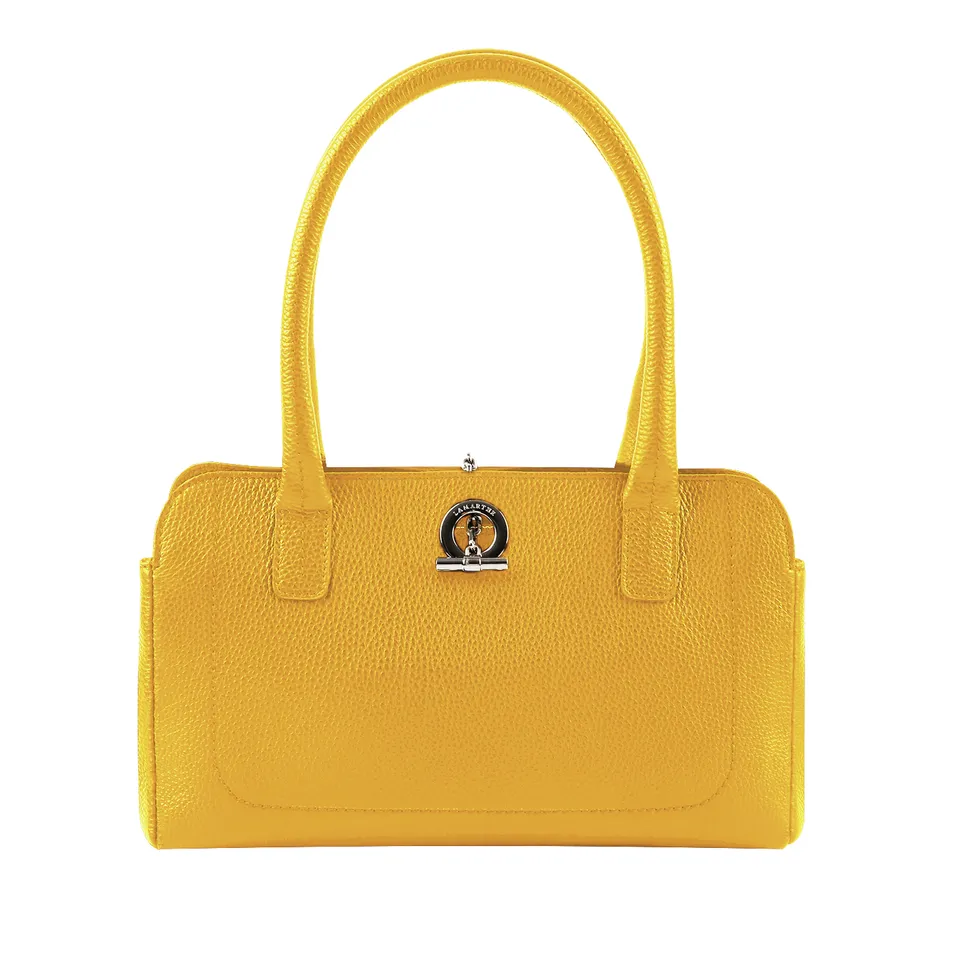 Lamarthe Paris Schultertasche Gelb Rindsleder Made in Italy